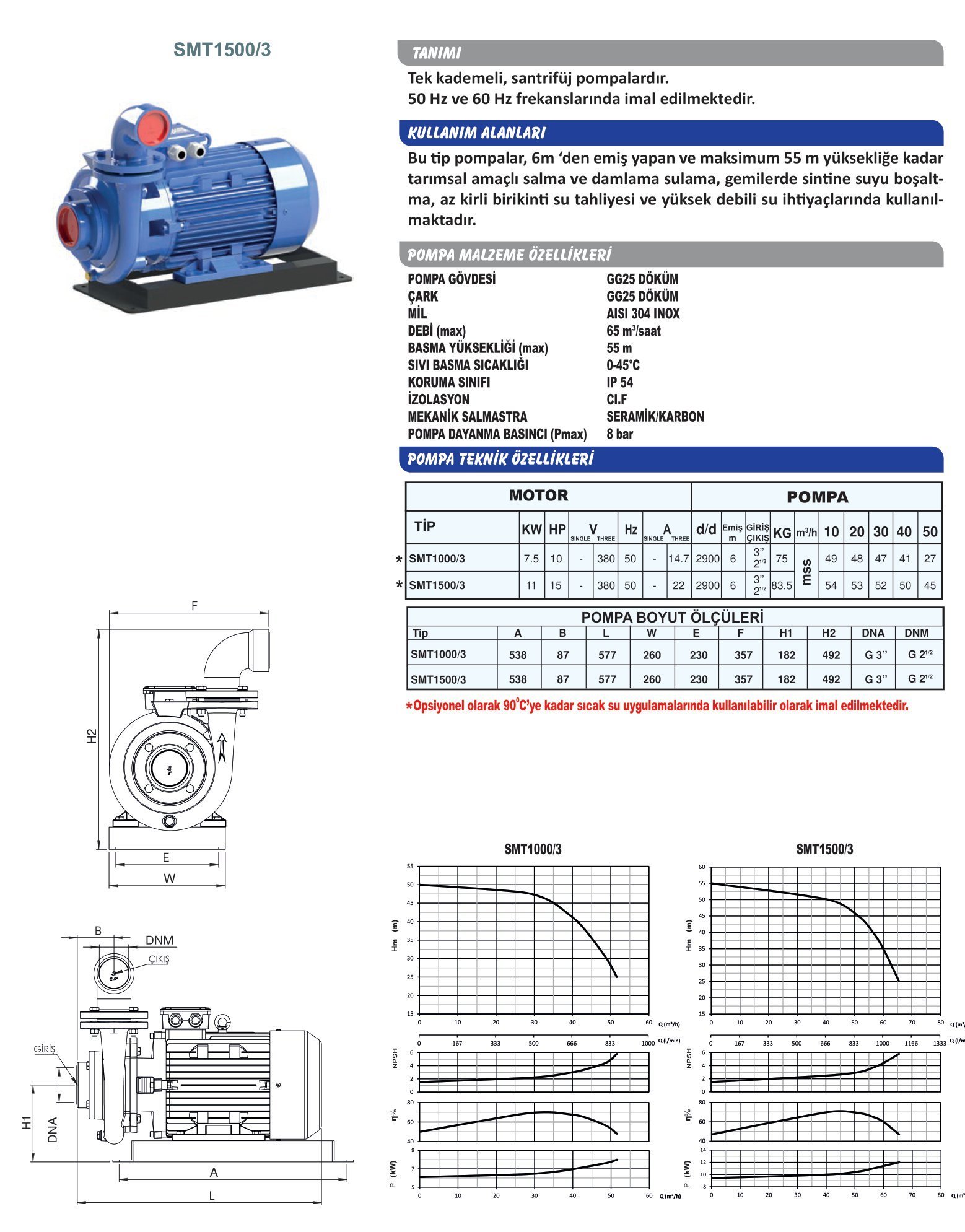 SMT 1000/3 sumak santrifüj pompa